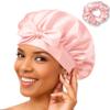 100% Mulberry Silk Bonnet for Sleeping  Adjustable Single Layer Silk Night Cap  Smooth Inner Side, Women Hair Wrap for Curly Hair (Pink) view 1
