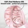100% Mulberry Silk Bonnet for Sleeping  Adjustable Single Layer Silk Night Cap  Smooth Inner Side, Women Hair Wrap for Curly Hair (Pink) view 2