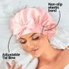 100% Mulberry Silk Bonnet for Sleeping  Adjustable Single Layer Silk Night Cap  Smooth Inner Side, Women Hair Wrap for Curly Hair (Pink) view 3