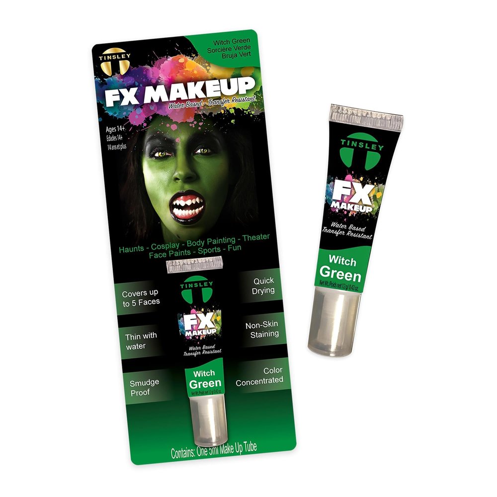 Tinsley Transfers FX Makeup - Face and Body Paint - Water-Based Cream - 7g / 0.24 oz Tube (Green)