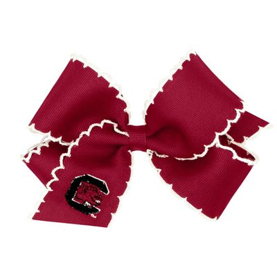 Divine Creations Girls' Collegiate Themed Game Day Logo Print Hair Bow by Wee Ones on a WeeStay Clip, Moonstitch, Medium, South Carolina