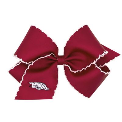 Divine Creations Girls' Collegiate Themed Game Day Logo Print Hair Bow by Wee Ones on a WeeStay Clip, Moonstitch, King, Arkansas