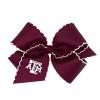 Divine Creations Girls' Collegiate Themed Game Day Logo Print Hair Bow by Wee Ones on a WeeStay Clip, Moonstitch, King, Texas A&M view 1