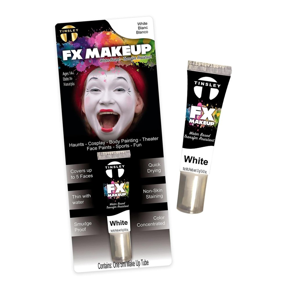 Tinsley Transfers FX Makeup - Face and Body Paint Water-Based Cream 7g / 0.24 oz Tube (White) 1 count