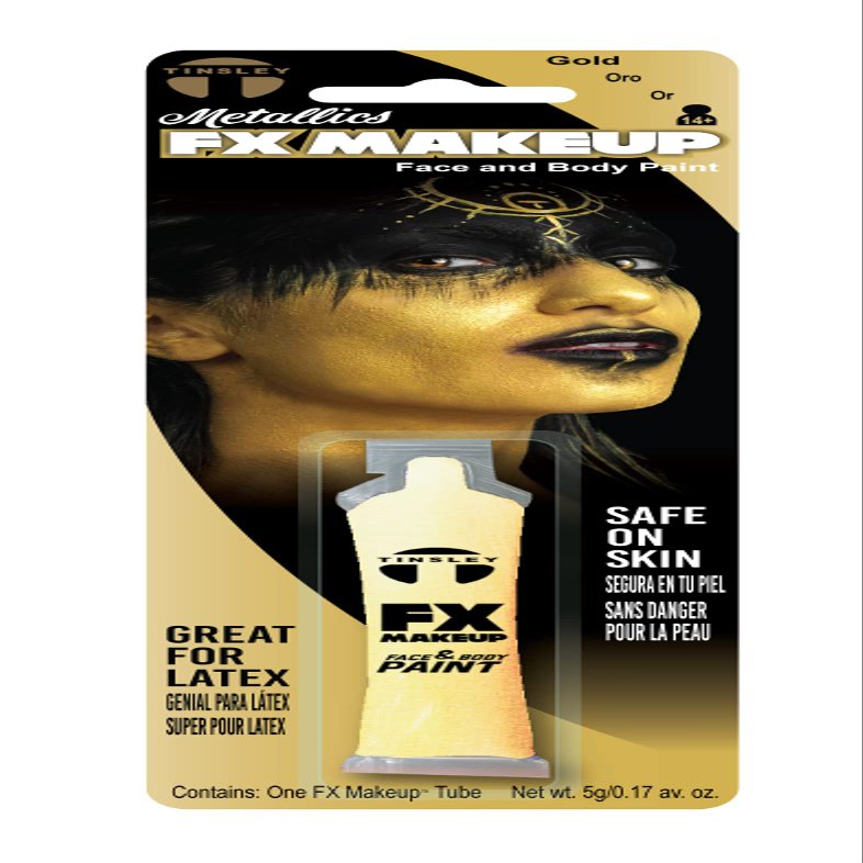 Tinsley Transfers FX Makeup - Face and Body Paint - Water-Based Cream - 7g / 0.24 oz Tube (Metallic Gold)
