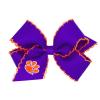 Divine Creations Girls' Collegiate Themed Game Day Logo Print Hair Bow by Wee Ones on a WeeStay Clip, Moonstitch, Medium, Clemson view 1