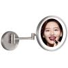 BhjKL 10 Inch Makeup Mirror Wall Mounted 7X Magnifying, 180 Swivel Cosmetic Mirror Dimmable Extend, Retractable Vanity Mirror, Shaving Bathroom Mirror (Brushed Nickel plugX7) view 1