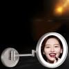 BhjKL 10 Inch Makeup Mirror Wall Mounted 7X Magnifying, 180 Swivel Cosmetic Mirror Dimmable Extend, Retractable Vanity Mirror, Shaving Bathroom Mirror (Brushed Nickel plugX7) view 2
