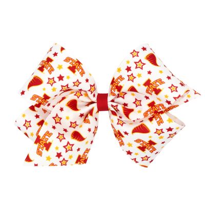 Divine Creations Girls' Collegiate Themed Game Day Logo Print Hair Bow by Wee Ones on a WeeStay Clip, Classic Grosgrain, King, Iowa State University