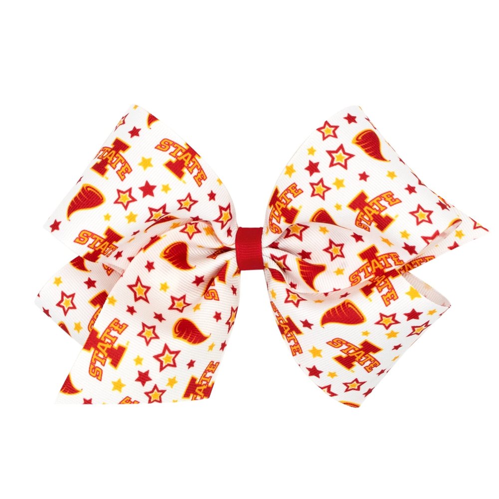 Divine Creations Girls' Collegiate Themed Game Day Logo Print Hair Bow by Wee Ones on a WeeStay Clip, Classic Grosgrain, King, Iowa State University