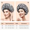mikimini Shower Cap for Women, Reusable, Double Layers Waterproof Bathing Shower Hat with Soft Comfortable PEVA Lining, Non-fading, Stretchy & Shower Cap for Long Hair Medium Pack of 2, Checkered view 2