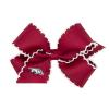 Divine Creations Girls' Collegiate Themed Game Day Logo Print Hair Bow by Wee Ones on a WeeStay Clip, Moonstitch, Medium, Arkansas view 1