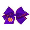 Divine Creations Girls' Collegiate Themed Game Day Logo Print Hair Bow by Wee Ones on a WeeStay Clip, Moonstitch, King, Clemson view 1
