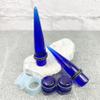 BodyJ4You 55PC Gauges Kit 14G-12mm - Aftercare Jojoba Oil, Bump Keloid Treatment Drops - Transparent Blue view 2