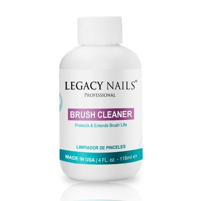 Legacy Nails Brush Cleaner 4 FL OZ  Protects & Extends Brush Life - Solvent-based - Removes Acrylic Residues of Nail Brushes - Protects Bristles from Drying and Falling Out - Acts Quickly & Effectively