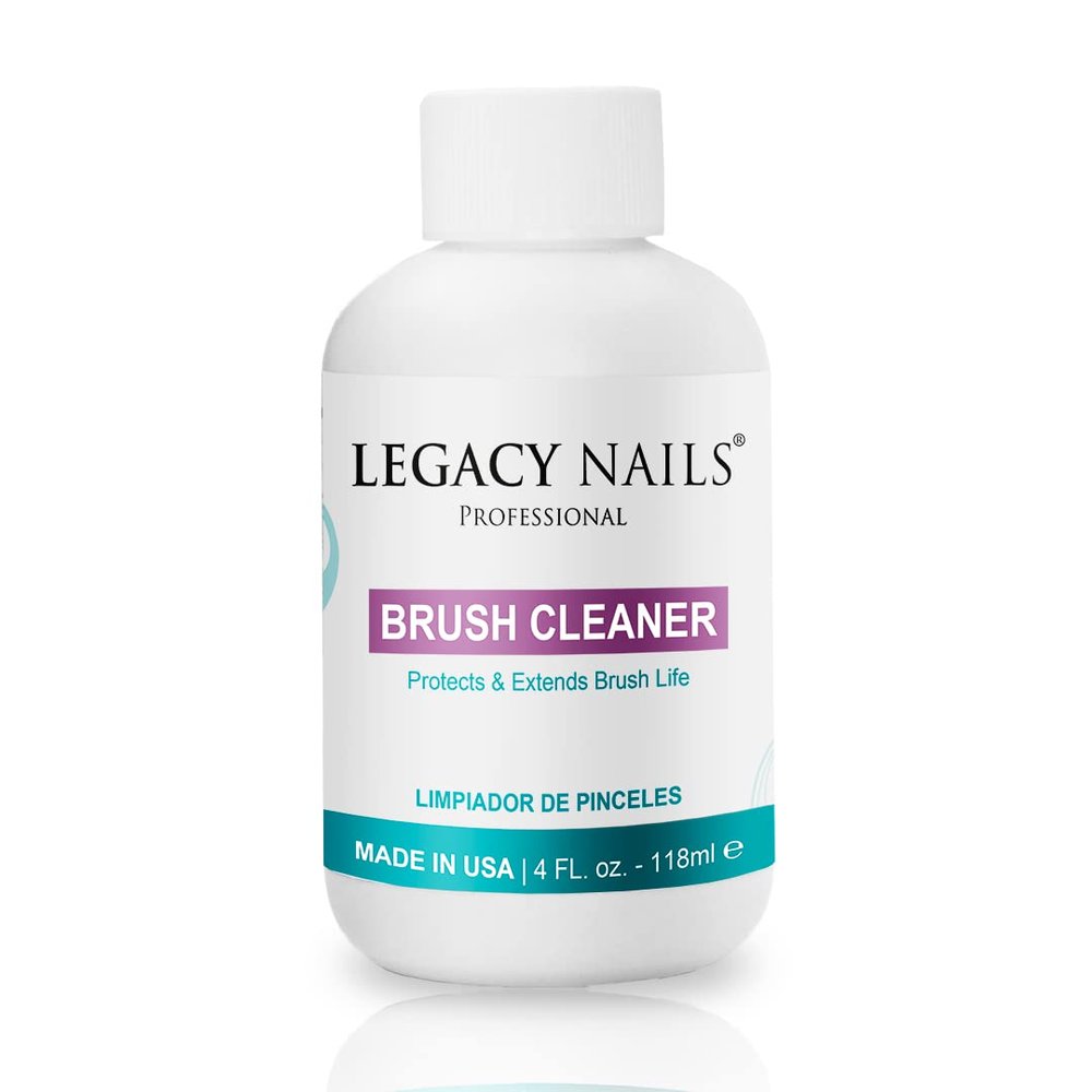 Legacy Nails Brush Cleaner 4 FL OZ Protects & Extends Brush Life - Solvent-based - Removes Acrylic Residues of Nail Brushes - Protects Bristles from Drying and Falling Out - Acts Quickly & Effectively