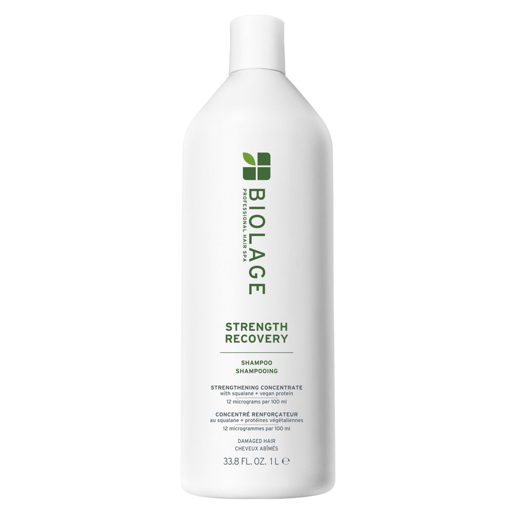 Biolage Strength Recovery Shampoo - Reduces Breakage & Detangles, Instantly Strengthens and Moisturizes, For Damaged Hair, With Olive Squalane & Vegan Proteins, Paraben & Mineral Oil-Free, 33.8 Fl Oz