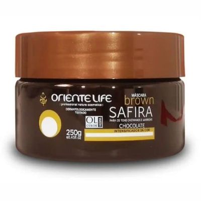 Oriente Life Brown Mask 250g (8.4oz) - The BROWN SAPPHIRE ORIENTE LIFE MASK revives and intensifies the color of brown and brown hair. It has high-tech assets associated with special dyes, which hydrate the hair while toning it. Leaves hair with lumi