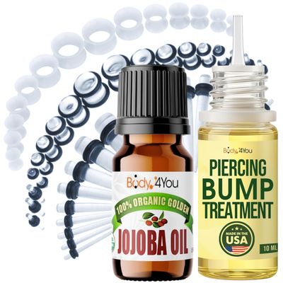 BodyJ4You 55PC Gauges Kit 14G-12mm - Aftercare Jojoba Oil, Bump Keloid Treatment Drops - Transparent Clear