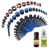 BodyJ4You 55PC Gauges Kit 14G-12mm - Aftercare Jojoba Oil, Bump Keloid Treatment Drops - Black Blue view 1