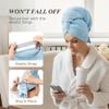 YFONG Large Hair Towel Wrap for Women, Super Absorbent Microfiber Hair Towel for Curly Hair, Fast Drying Hair Turbans with Elastic,Hair Drying Towel Wrap for Hair Care 26.3" X 40" (Blue) view 4