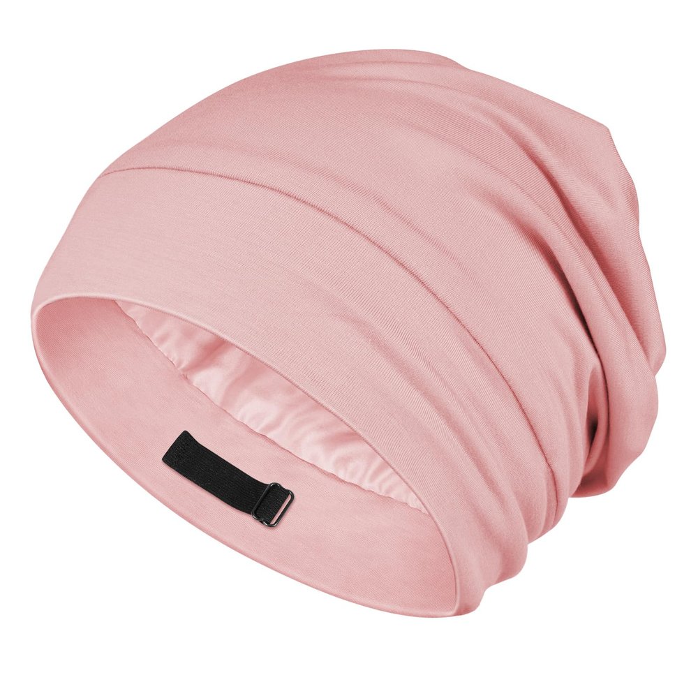 OLESILK Silk Baby Bonnet 6-12 Months: 100% Mulberry Silk & Modal, Anti-Frizz for Curly Hair, Adjustable Fit Growing Toddler Pink