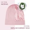 OLESILK Silk Baby Bonnet 6-12 Months: 100% Mulberry Silk & Modal, Anti-Frizz for Curly Hair, Adjustable Fit Growing Toddler Pink view 2