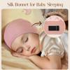 OLESILK Silk Baby Bonnet 6-12 Months: 100% Mulberry Silk & Modal, Anti-Frizz for Curly Hair, Adjustable Fit Growing Toddler Pink view 4
