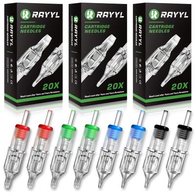 60Pcs Tattoo Needles Cartridges - Rayyl Mixed 1205RL 1207RL 1205RS 1207RS 1207M1 1209M1 Tattoo Needles Cartridges