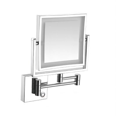 KannOrE LED Lighted Makeup Mirror, Wall Mounted Makeup Mirror, Exquisite Cosmetic Mirrors for Home, 360Swivel Extendable Touch, for Bathroom Hotel Shaving (Silver Concealed)