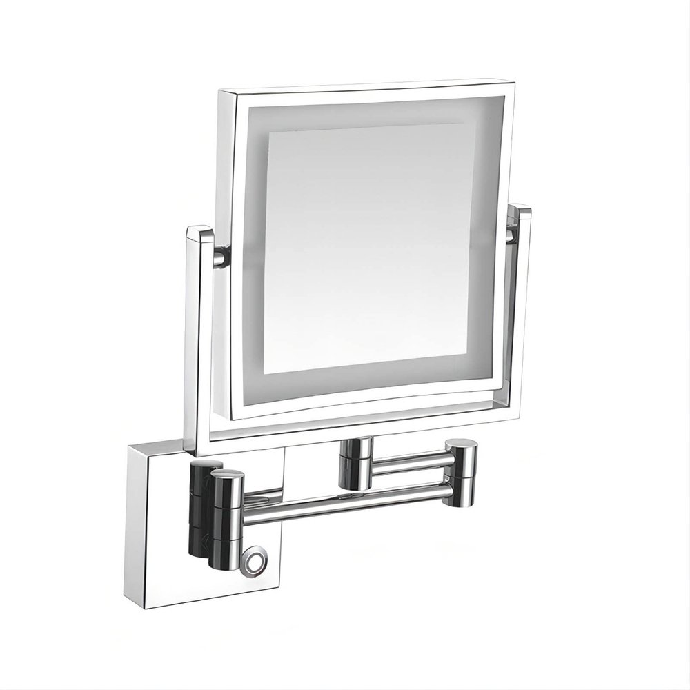 KannOrE LED Lighted Makeup Mirror, Wall Mounted Makeup Mirror, Exquisite Cosmetic Mirrors for Home, 360Swivel Extendable Touch, for Bathroom Hotel Shaving (Silver Concealed)