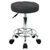 WKWKER Round Rolling Stool with Footrest PU Leather Height Adjustable 360 Swivel Stool with Wheels Office Chair Home Drafting Work Studio Shop SPA Salon Small (Grey) view 1