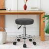 WKWKER Round Rolling Stool with Footrest PU Leather Height Adjustable 360 Swivel Stool with Wheels Office Chair Home Drafting Work Studio Shop SPA Salon Small (Grey) view 2