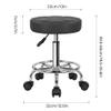 WKWKER Round Rolling Stool with Footrest PU Leather Height Adjustable 360 Swivel Stool with Wheels Office Chair Home Drafting Work Studio Shop SPA Salon Small (Grey) view 3