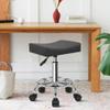 WKWKER Square Rolling Stool with Footrest PU Leather Height Adjustable 360 Swivel Stool with Wheels Massage SPA Salon Stools Task Chair Desk Drafting Bedroom Vanity Stool (Grey) view 2