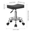 WKWKER Square Rolling Stool with Footrest PU Leather Height Adjustable 360 Swivel Stool with Wheels Massage SPA Salon Stools Task Chair Desk Drafting Bedroom Vanity Stool (Grey) view 3