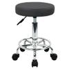 WKWKER Round Rolling Stool with Footrest PU Leather Height Adjustable 360 Swivel Stool with Wheels Office Stool Chair Home Drafting Work Studio Shop SPA Salon Small (Grey) view 1