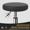 WKWKER Round Rolling Stool with Footrest PU Leather Height Adjustable 360 Swivel Stool with Wheels Office Stool Chair Home Drafting Work Studio Shop SPA Salon Small (Grey) view 4