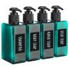 Segbeauty Refillable Soap Dispenser, 4 Pack 6.8oz Plastic Square Press Pump Bottles, 200ml Empty Travel Containers Lotion Cosmetic Bottle Set for Hand Wash Shampoo Conditioner Shower Gel Essential Oil view 1
