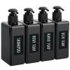 Segbeauty Shampoo Conditioner Dispenser Small, 4 Pack 9.5oz Plastic Square Pump Bottles with Labels, 280ml Refillable Bathroom Soap Dispenser Empty Lotion Liquid Container Travel Cosmetic Bottle Black view 1