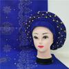 Shawl Scarf Beaded lace Sewing Fabric for Party+African headties Nigerian gele headties with Stones Women Head wrap by MSB Fabric Color 722 view 1