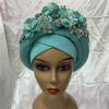 african head wraps for women turban femme nigerian african headtie autogele women head wrap sewing fabric 1set by MSB fabric color 183 view 3