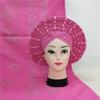Head wrap African headtie Nigerian gele headties with Stones +Shawl Women Scarf Beaded lace Sewing Fabric for Party by MSB Fabric Color 828 view 1