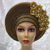 African headtie Turban Nigerian Fabric Muslim Headwear gele Head wrap Sego headtie by MSB Fabric Color 537 view 2