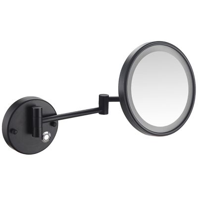 Touch Dimming Makeup Mirror with Lights And 10X Magnification, LED Wall Mounted Bathroom Vanity Mirror, Rotable Extendable Shaving Mirror,Black,Plug In