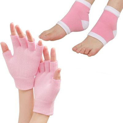 Moisturizing Gloves and Socks Set, Cold Therapy Gel Lining Spa Fingerless Moisturizing Gloves and Heel Socks, Care Moisturizer Gloves Heel Socks, Soften Repairing for Hard Rough Cracked Dry Dead Skin