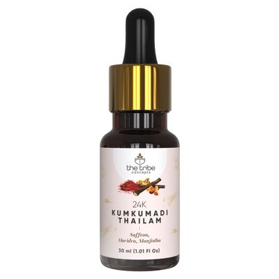 Admart The Tribe Concept 24k Kumkumadi Thailam, Skin Brightening, Toned Glow Enriched with Saffron & Sandalwood, 100% Chemical Free & Natural - 30 ml