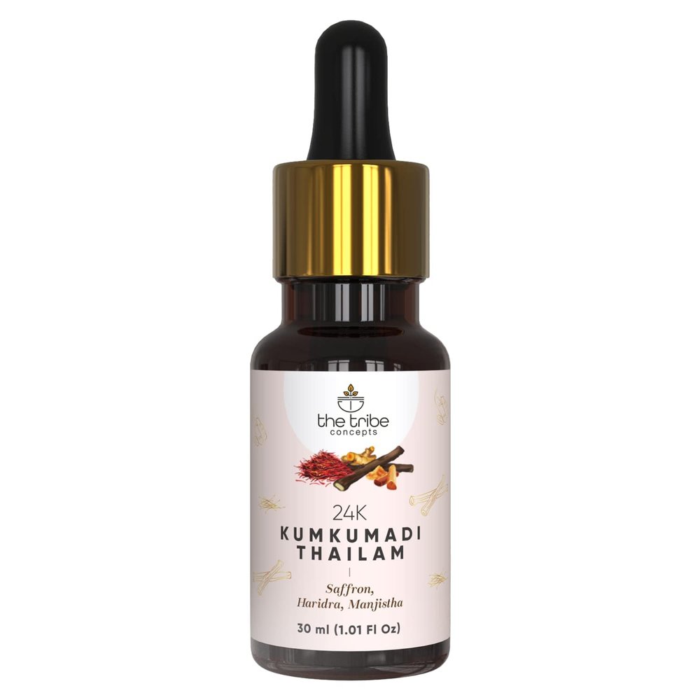 Admart The Tribe Concept 24k Kumkumadi Thailam, Skin Brightening, Toned Glow Enriched with Saffron & Sandalwood, 100% Chemical Free & Natural - 30 ml