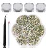 4 Bottles Micro Caviar Beads for Nail Ultra Mini Nail Gems Clear ab Pixie Crystals Nails-3150Pcs ss4-ss20 ab Diamond Nails Stone Rhinestones for Crafts With Wax Pencil And Tweezers,HINABTRU view 1