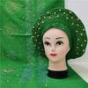 Shawl Scarf Beaded lace Sewing Fabric for Party+African headties Nigerian gele headties with Stones Women Head wrap by MSB Fabric Color 720 view 1